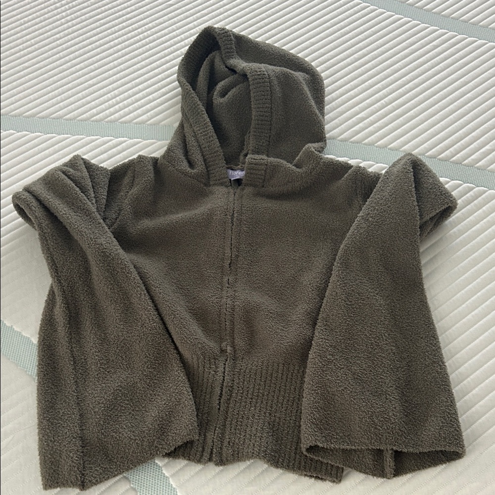 Florence by mills  Olive Green Cozy Crop Zip Sweater